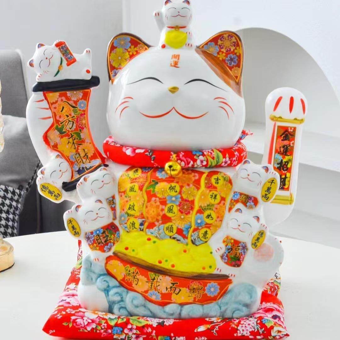 寸开业摆件工艺品自动揺手两用招财猫柜台银行超市家居送礼礼品