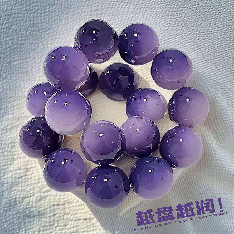 紫玉蝶白玉菩提根手串女绕指柔文玩菩提子佛珠学生盘玩渐变手链男