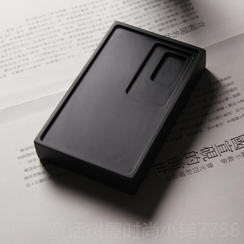 正品萌虎墨海盖 文房四精品砚台天然原石徽宣砚书法专用带盖宝陶