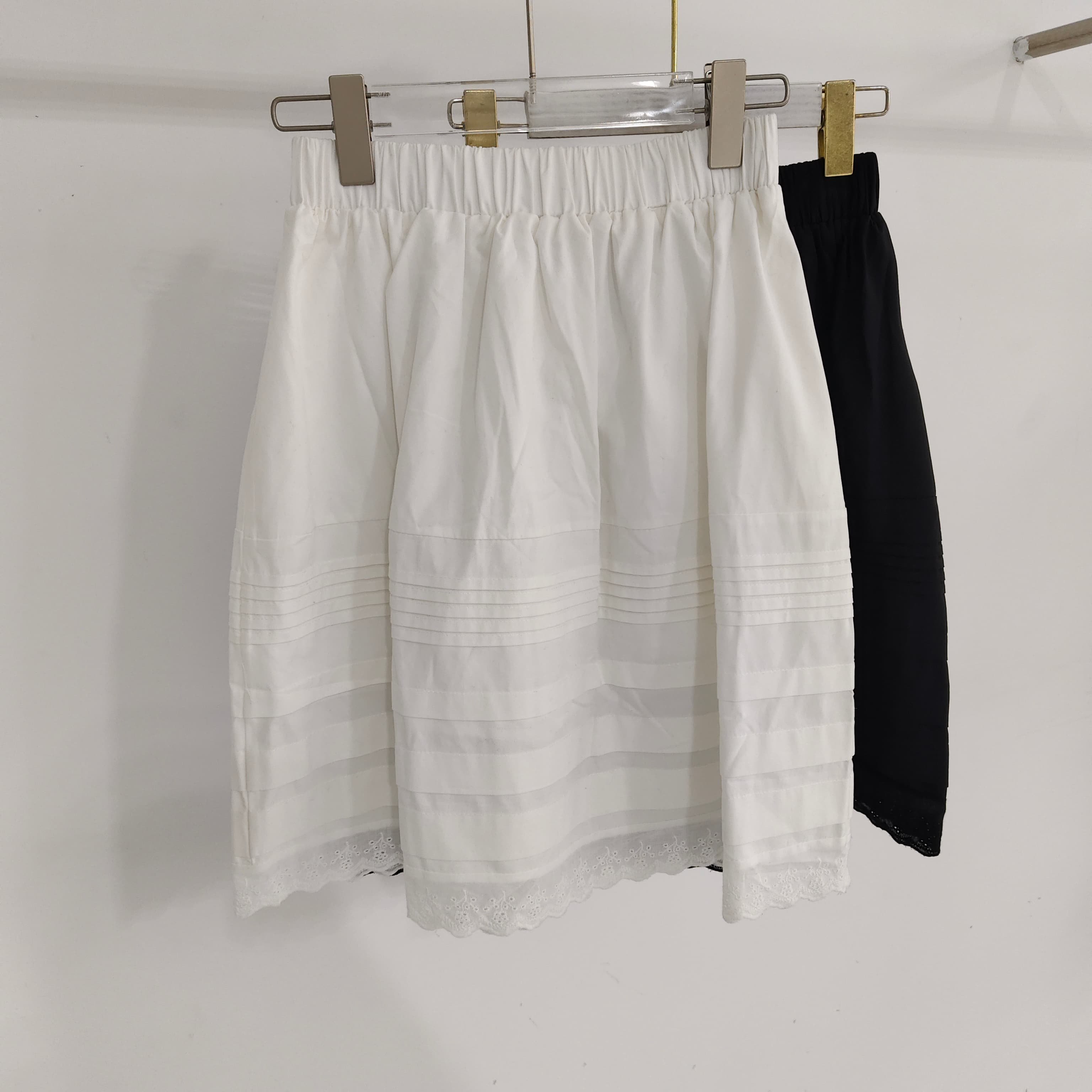 早春新品设计感压褶松紧腰花边半身裙女纯色百搭显瘦时尚中裙2026,女装/女士精品,半身裙,淘宝优惠券,粉丝福利购,淘宝优惠卷