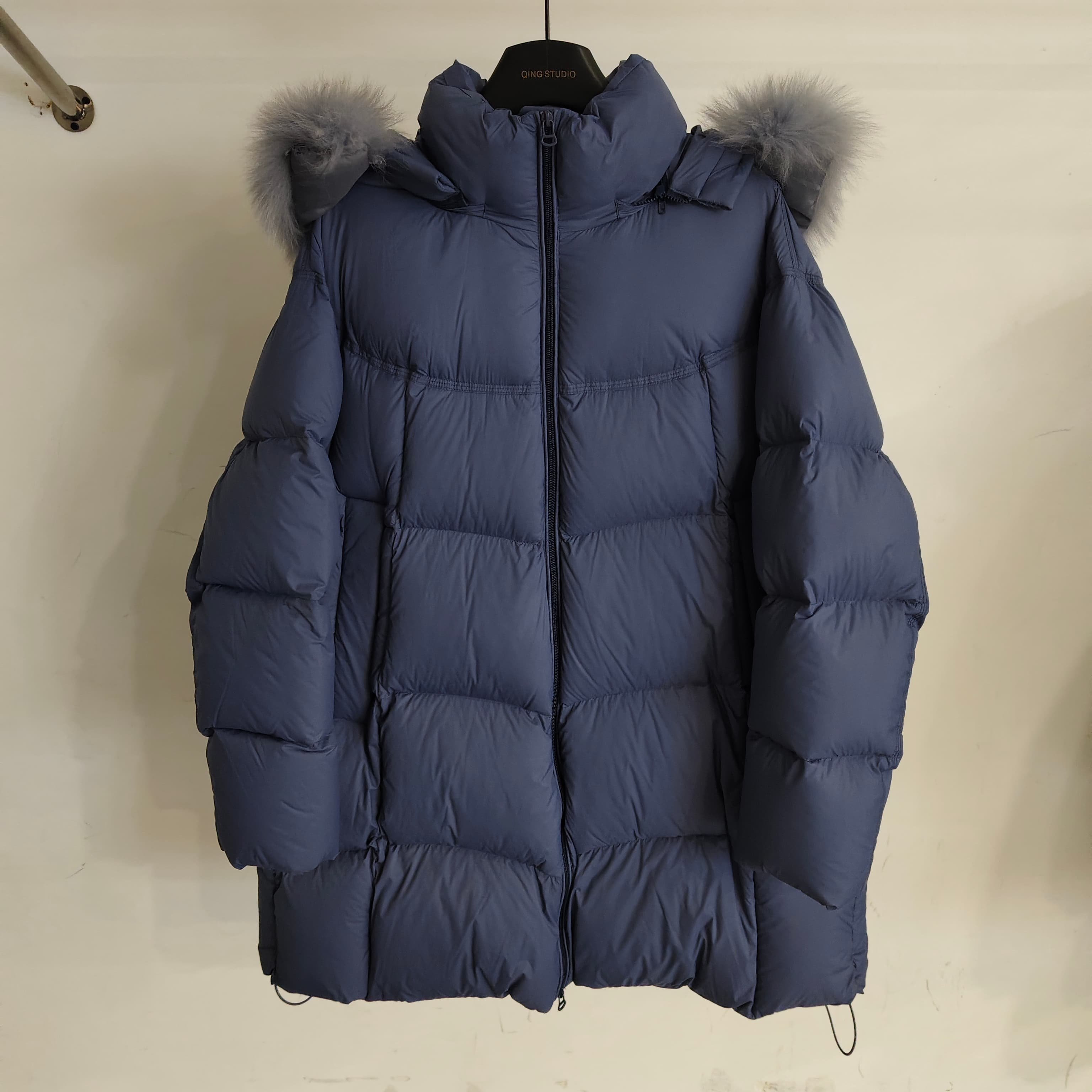 休闲中长款90白鸭绒羽绒服女可拆卸狐狸毛连帽宽松厚外套2025新款