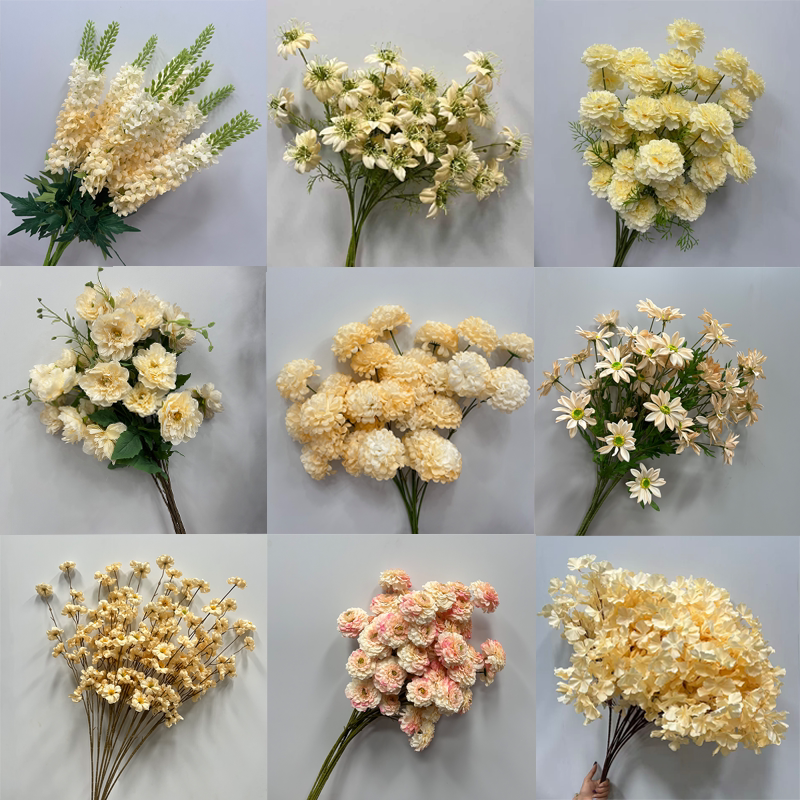 新款香槟色婚庆道具假花绢布花材订婚宴婚礼堂地排路引插花仿真花