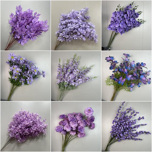 紫色仿真花婚礼订婚装饰背景插花