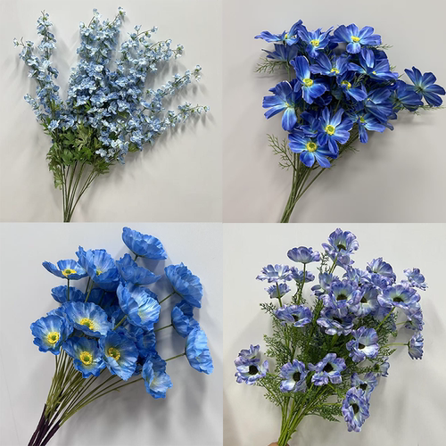 婚礼仿真花雾蓝色婚礼堂吊顶路引花花排插花婚庆舞台t台装饰假花