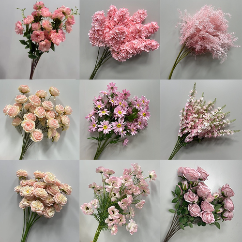 仿真花粉色婚礼背景装饰插花