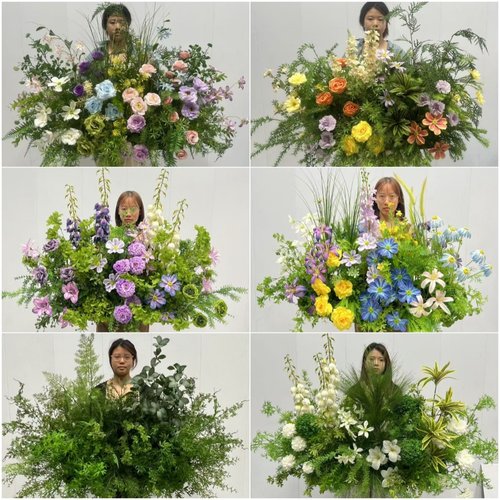 芦荀草地排花森系绿白色仿真花排