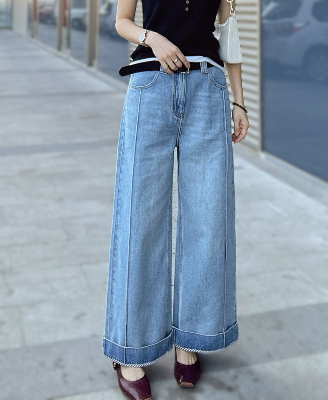 酷希莱欧洲站欧洲站2025春季新款欧货女高腰显瘦百搭宽松牛仔裤