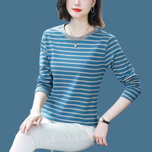 宽松打底衫 早秋季 t恤女士大码 2024新款 春秋体恤洋气减龄上衣 长袖