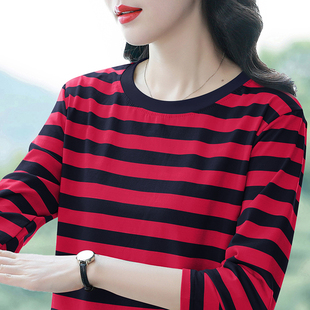 纯棉秋衣妈妈打底衫 春装 t恤女士宽松大码 长袖 外穿上衣 2026年新款