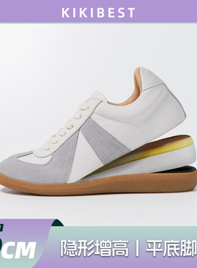 KIKIBEST复古德训鞋女内增高5cm夏季真皮百搭运动休闲板鞋阿甘鞋