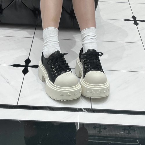 KIKIBEST8CM厚底增高德比鞋