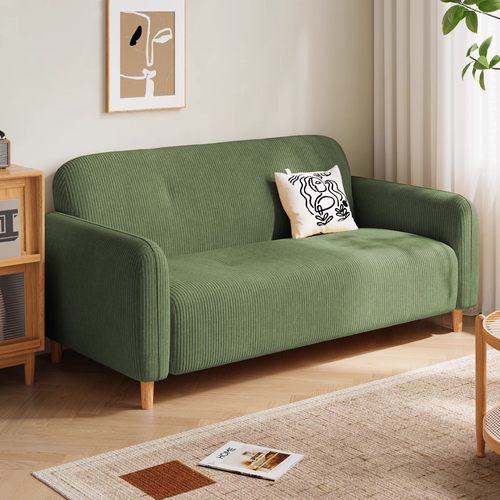 北欧简约绿色灯芯绒布艺沙发小户型客厅两三人沙发服装店民宿沙发