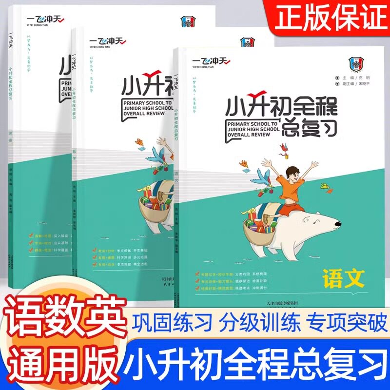 新版一飞冲天小升初全程总复习语文数学英语人教版精通版部编天津中考毕业升学系统总复习资料专项训练辅导书知识大集结教辅书