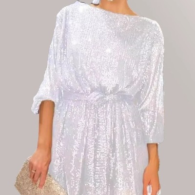 Glitter slim fit waist cinching dress 亮片修身女士收腰连衣裙