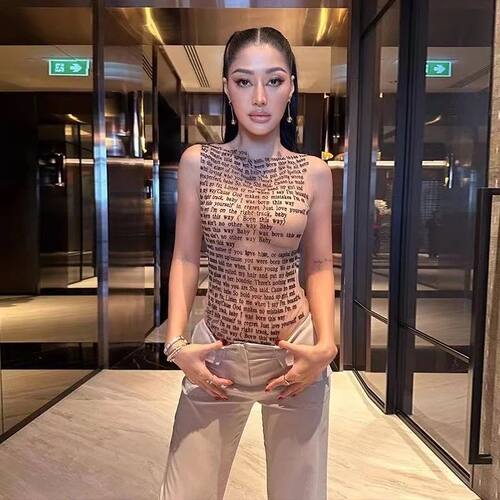 欧美风圆领字母印花女士T恤