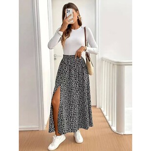 hip waist long 碎花开叉包臀长裙 for split skirt women Floral