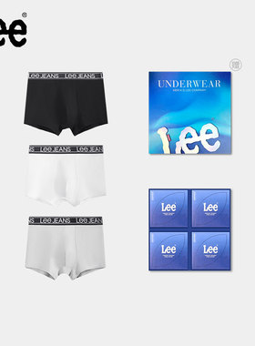 Lee李牌亲肤柔感棉3A抑菌透气四角裤2024新款柔软舒适男生内裤