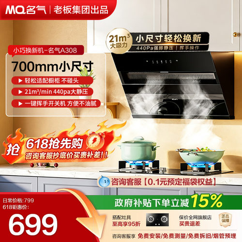名气小尺寸抽油烟机A308老板出品