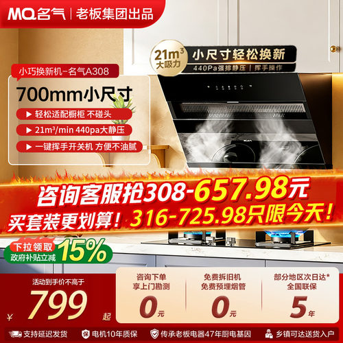 名气小尺寸抽油烟机A308老板出品