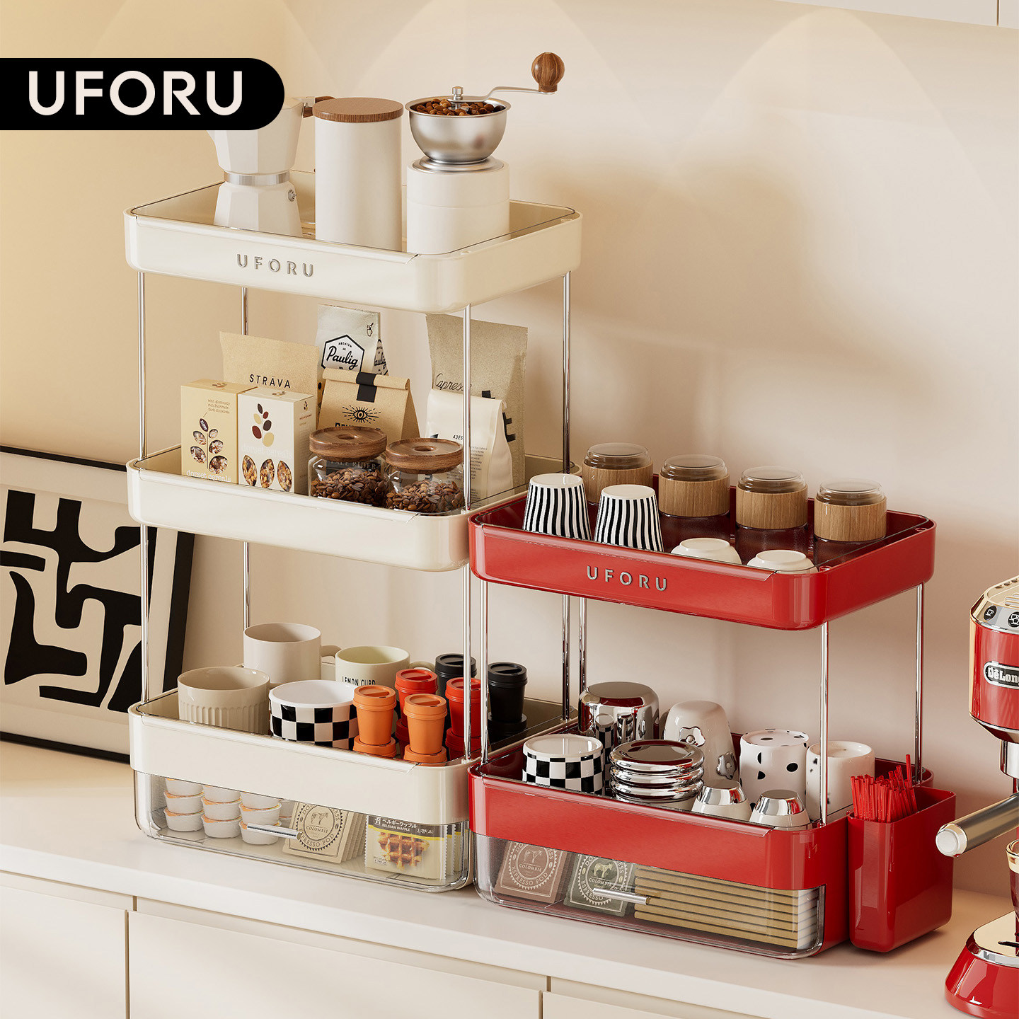 uforu水杯置物架家用桌面多层马克杯咖啡杯收纳沥水架厨房整理架