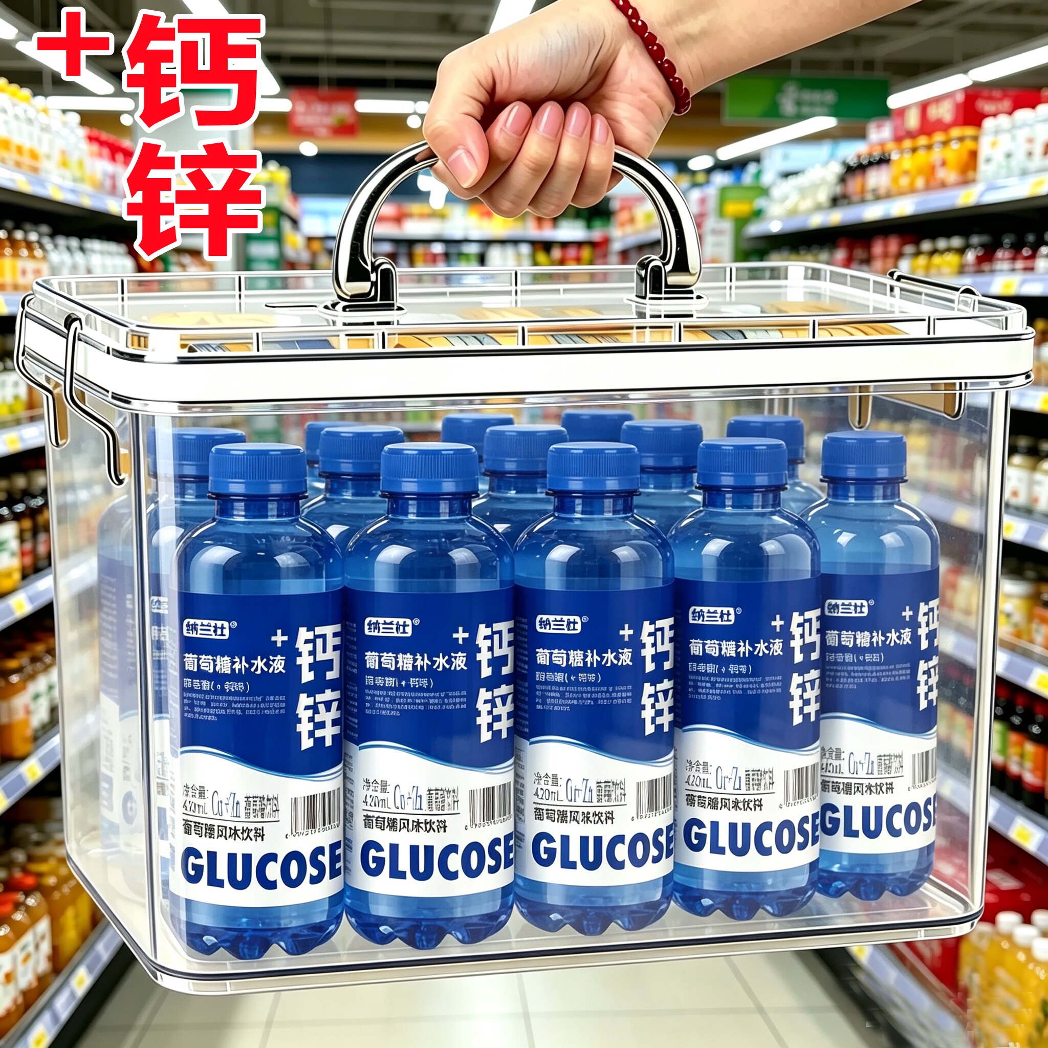 【+钙锌】钙锌葡萄糖补水液420ml*12瓶运动健身能量饮品补充体力
