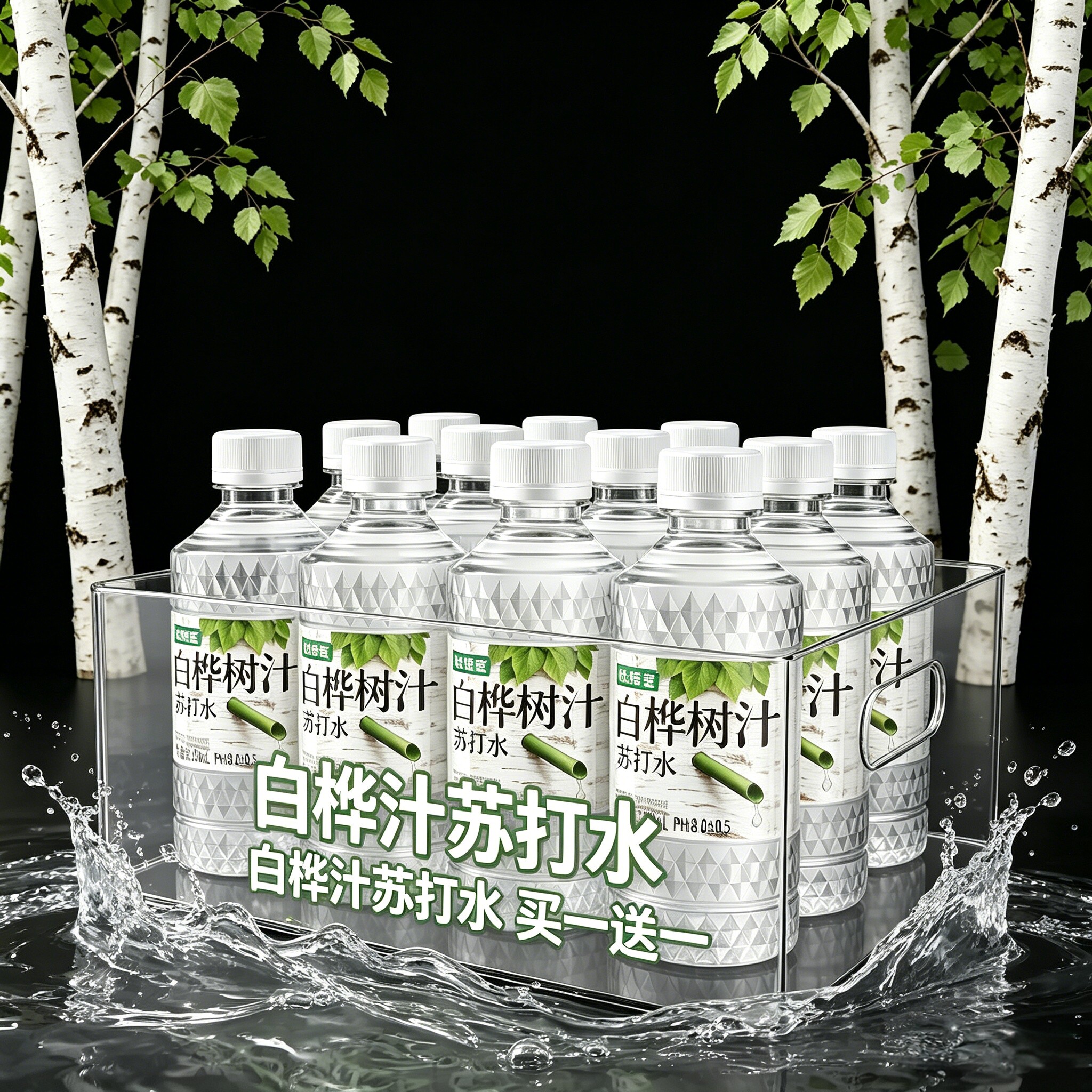 白桦树汁苏打水300ml一箱装特价批发饮料0添加原汁原液饮品弱碱