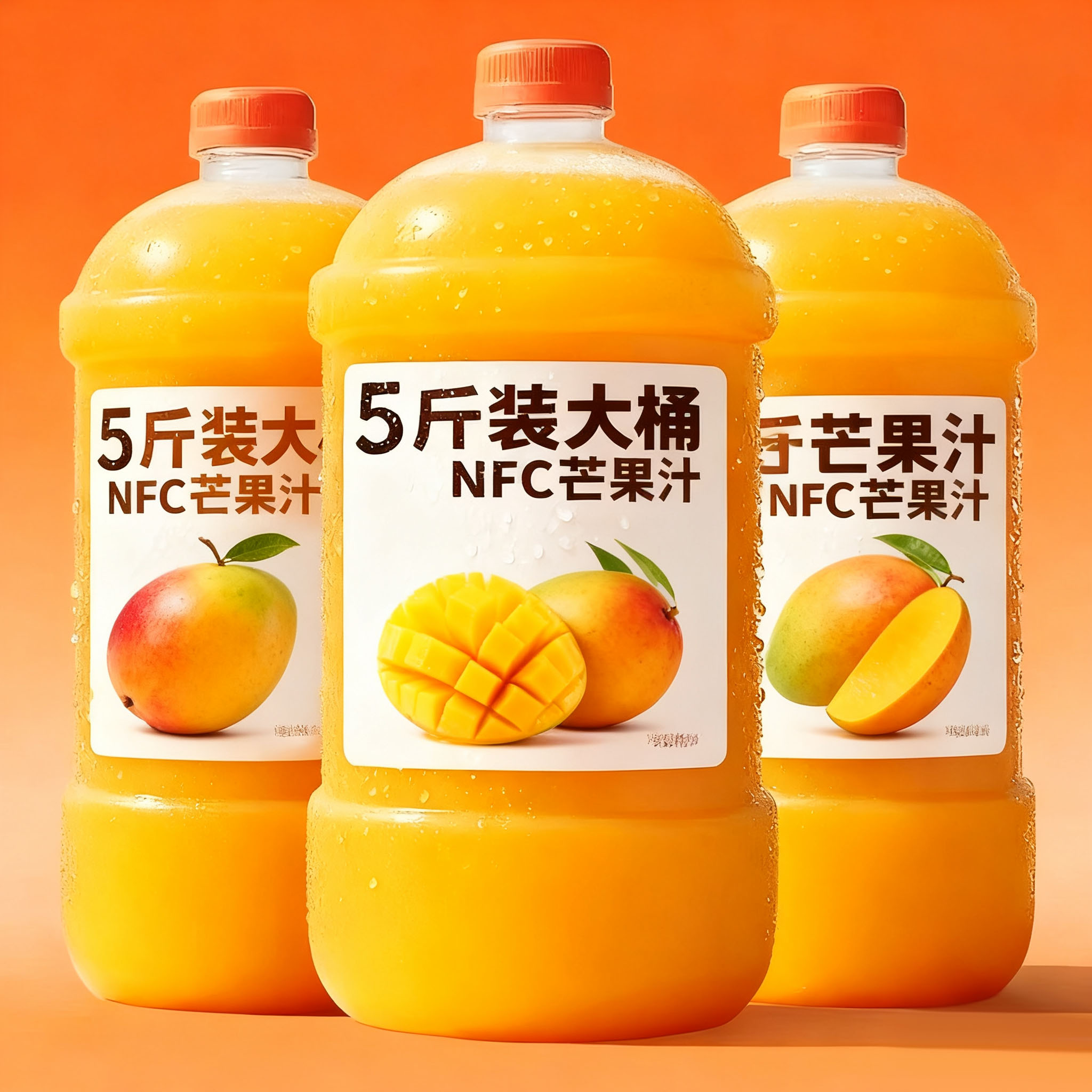 【5斤装】100%NFC芒果汁大瓶1.25L*2瓶无添加剂维c果汁饮料新日期