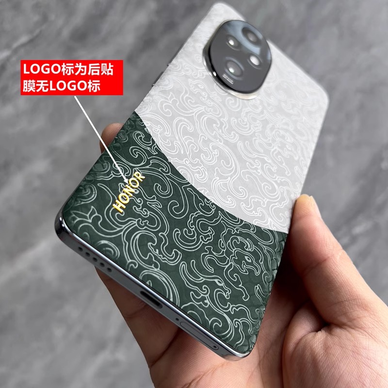 适用荣耀200pro撞色素皮膜个性拼接双色荣耀90后膜荣耀100pro手机背膜素皮后膜荣耀80后盖保护膜素皮皮纹后膜