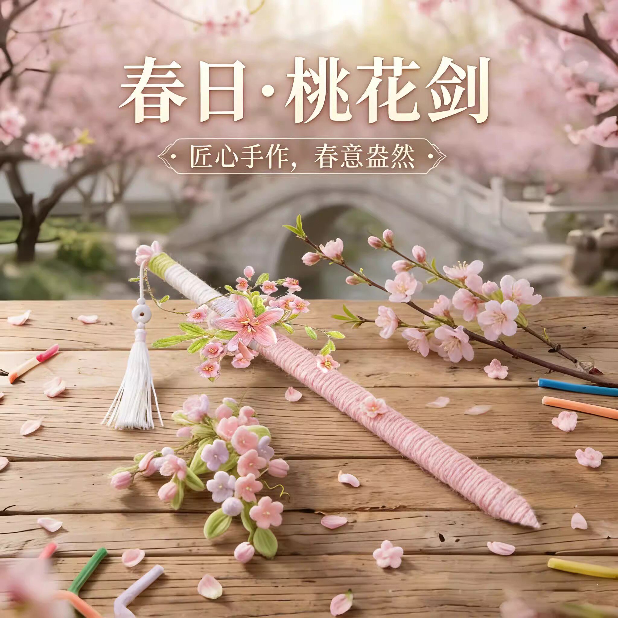 春日桃花剑扭扭棒手工材料包