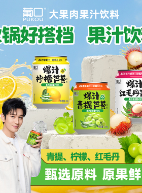 葡口果肉果汁饮料爆汁青提芦荟复合果蔬汁饮品多口味238ml*10罐