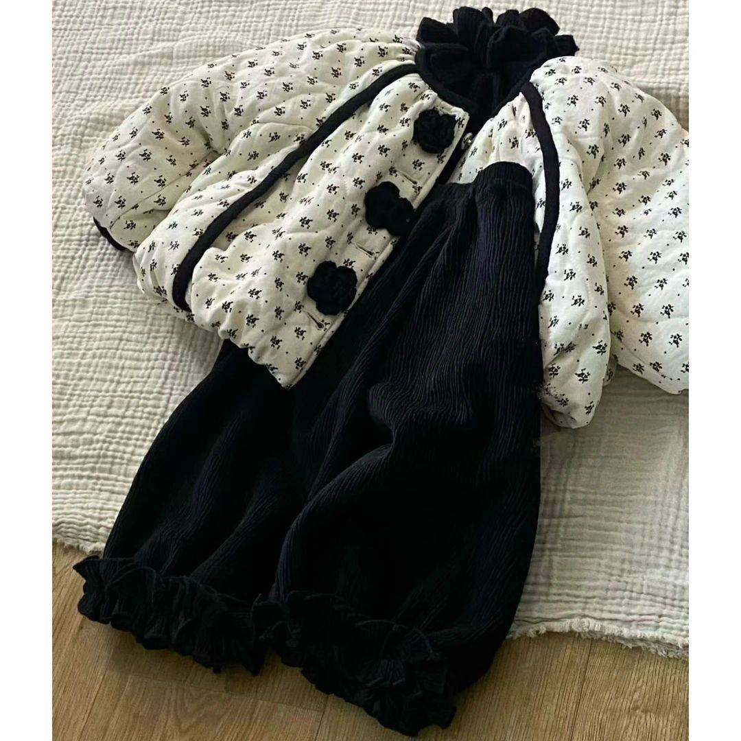 女童2026新款碎花保暖棉服冬季时尚新款加绒裤子女宝宝加绒套装,童装/婴儿装/亲子装,儿童运动套装,淘宝优惠券,粉丝福利购,淘宝优惠卷