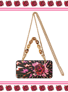 斜挎闪电玫瑰手机壳适用苹果11promax链条壳13pro/12mini/xs/max