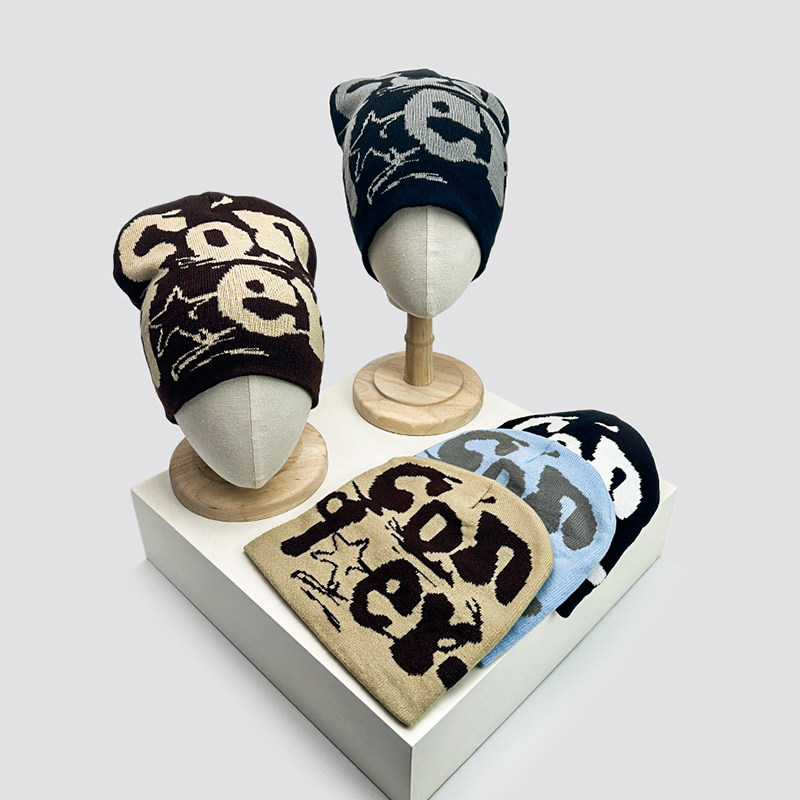 针织帽秋冬男女嘻哈字母欧美滑板
