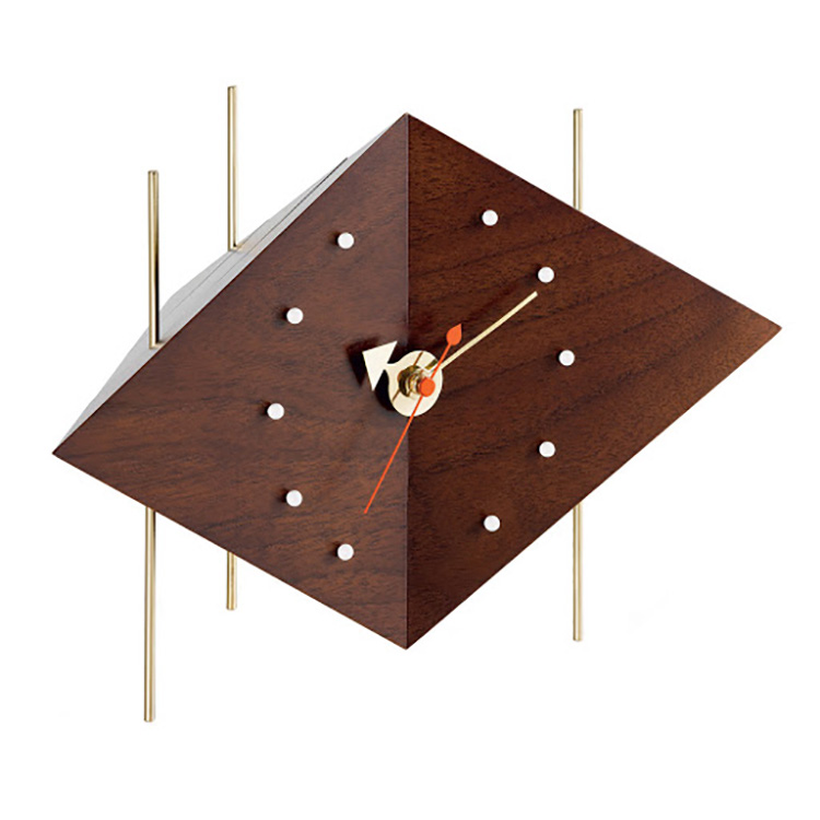 瑞士Vitra 胡桃木台钟座钟 Diamond Clock 创意设计进口欧式