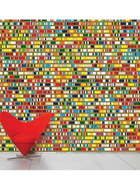 法国Moustache Gymnastics 多彩色块抽象墙贴墙纸壁纸进口