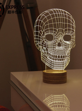 以色列STUDIO CHEHA BULBING装饰台灯 小夜灯 3D立体气氛灯骷髅
