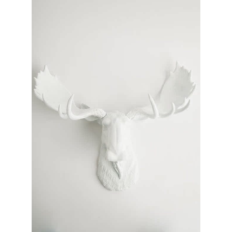 美国 Deer KING 树脂巨角马鹿头壁饰白色，雄鹿头装饰