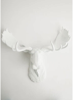美国 Deer KING 树脂巨角马鹿头壁饰白色，雄鹿头装饰