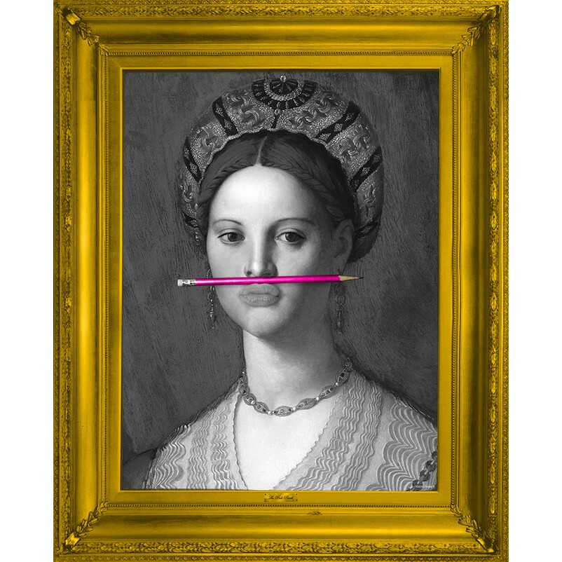 英国Mineheart 'The Pink Pencil' Canvas 肖像和铅笔 装饰画