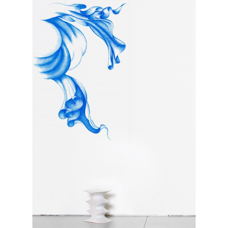 法国Moustache Light blue浅蓝优雅墙贴墙纸壁纸进口