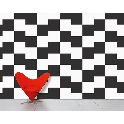 法国Moustache Damier 黑白壁纸墙纸进口