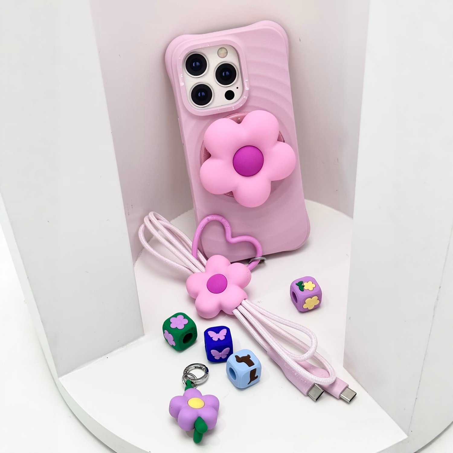 液态立体花磁吸手机支架