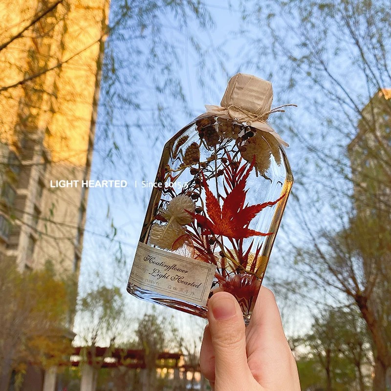 日本进口干花浮游花瓶永生花植物标本枫叶花束女生日毕业520母亲