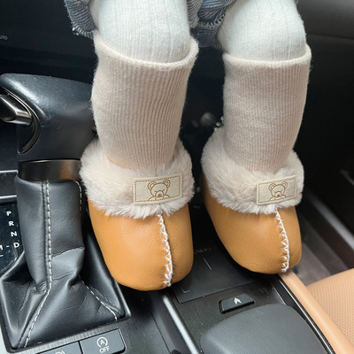 皮毛一体鞋袜婴儿棉鞋加绒加厚