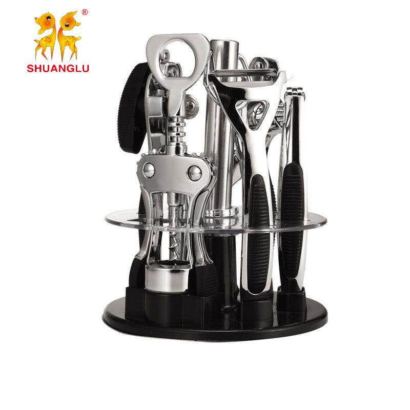 高档锌合金不锈钢厨房小工具经典套装开瓶器开罐器压蒜器弯刨欧美