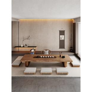 日式实木榻榻米茶桌椅组合阳台简约长条桌茶水台原木茶几飘窗矮桌