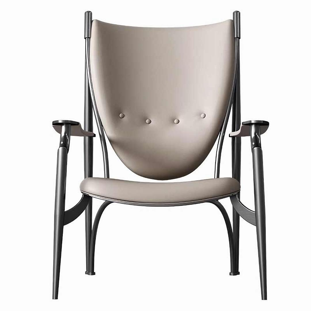 意式轻奢真皮单人沙发椅轻奢豪华客厅办公椅茶台主人椅设计师休闲