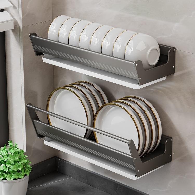 枪灰厨房碗碟置物架太空铝水池挂墙壁挂式沥水架放碗架盘子收纳架