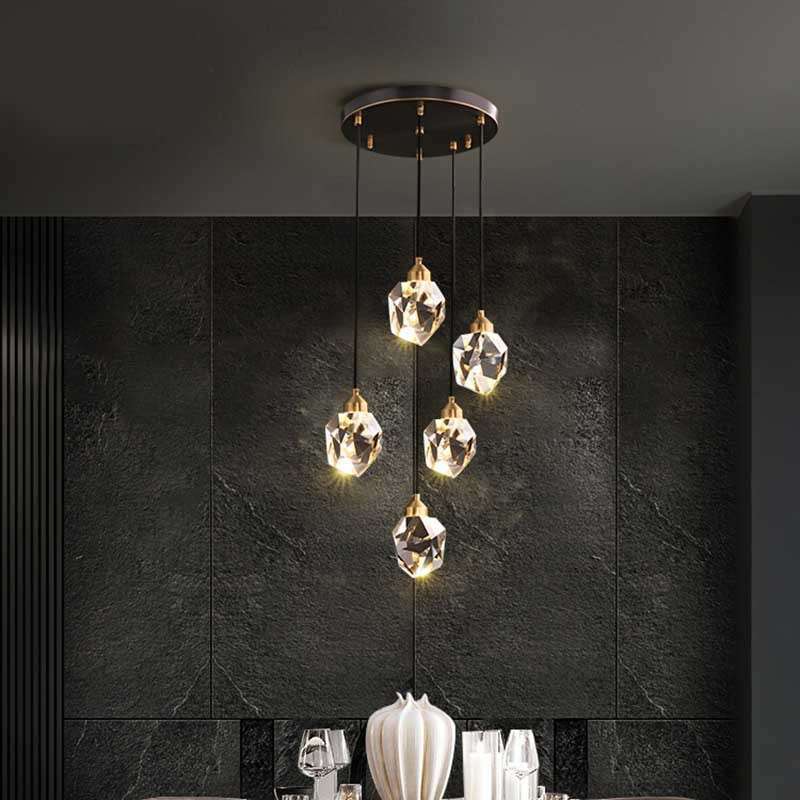 全铜轻奢餐厅吊灯现代简约水晶设计师2025年新款餐桌灯具