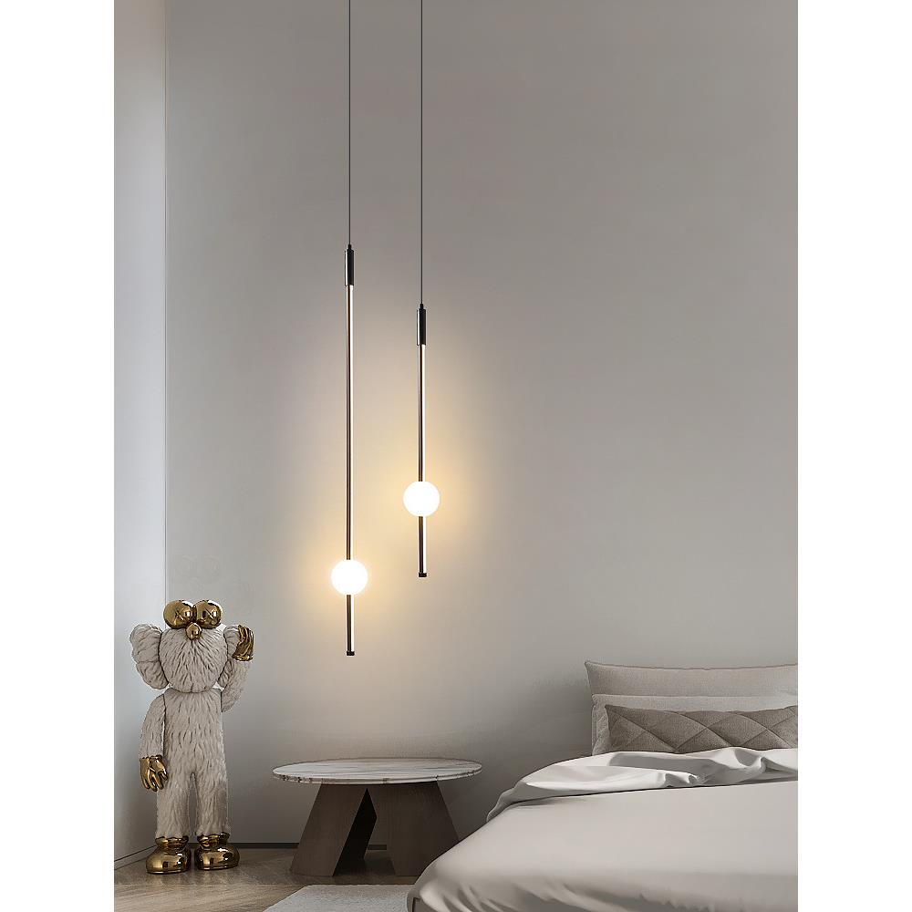 极简床头吊灯现代简约卧室长条吊线灯2022年新款设计师创意小吊灯